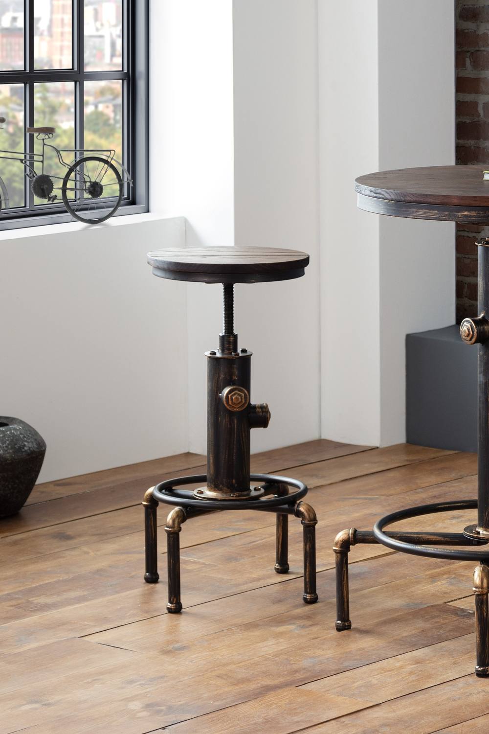 Julian Bowen Rockport Round Bar Stool in Dark Brown