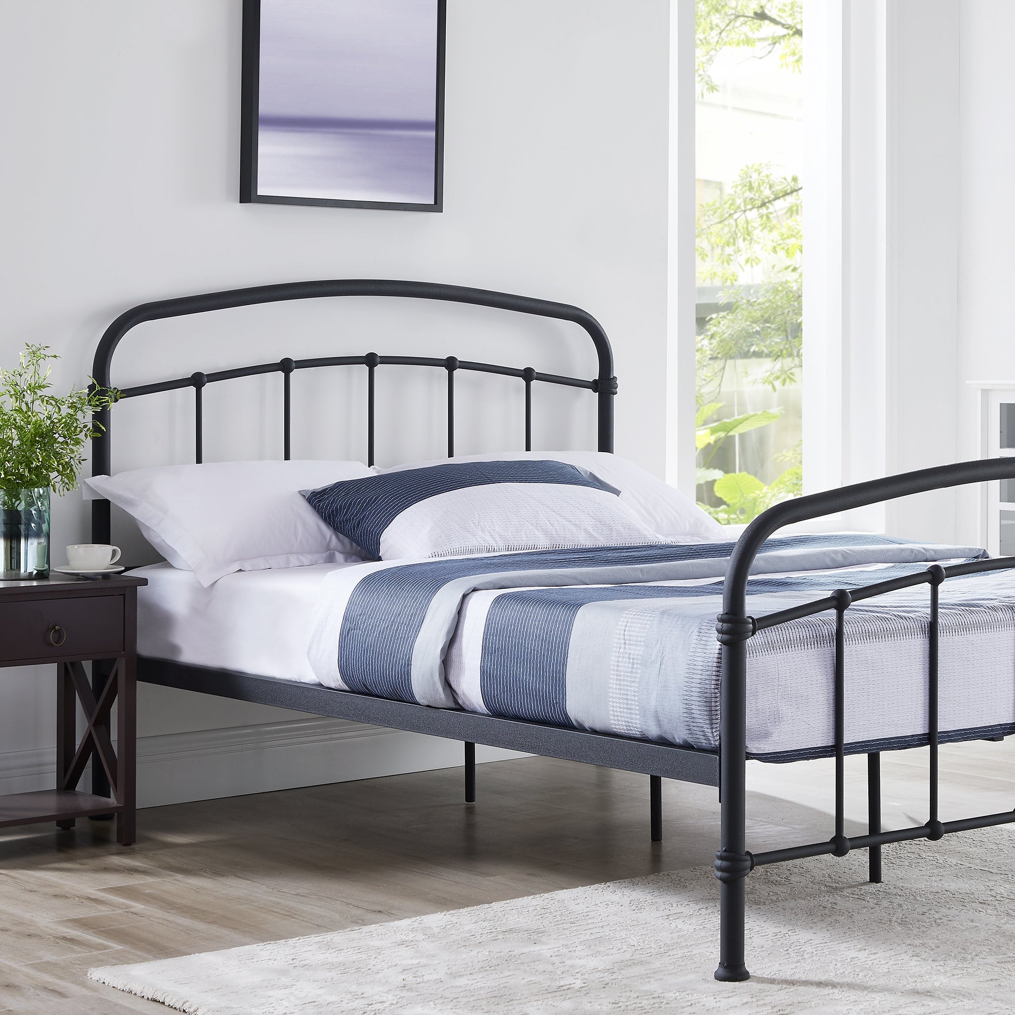 Halston Black Metal Bed Frame Black