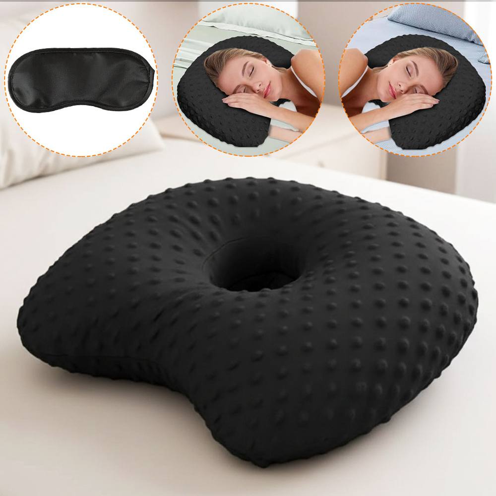 Ventryn Ear Piercing Pillow for Side Sleepers: Pain Relief Ear Protector Cushion in Black
