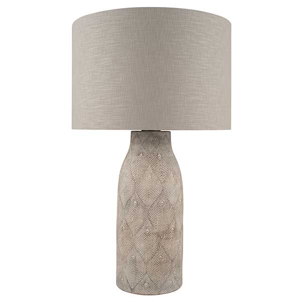 Etched Feather Stoneware Table Lamp