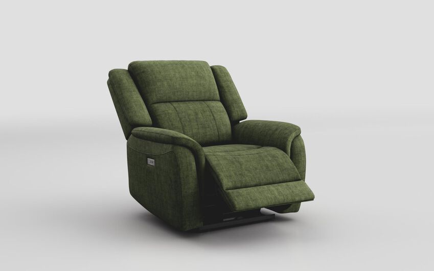 Green Fabric Meleto Power Recliner Chair