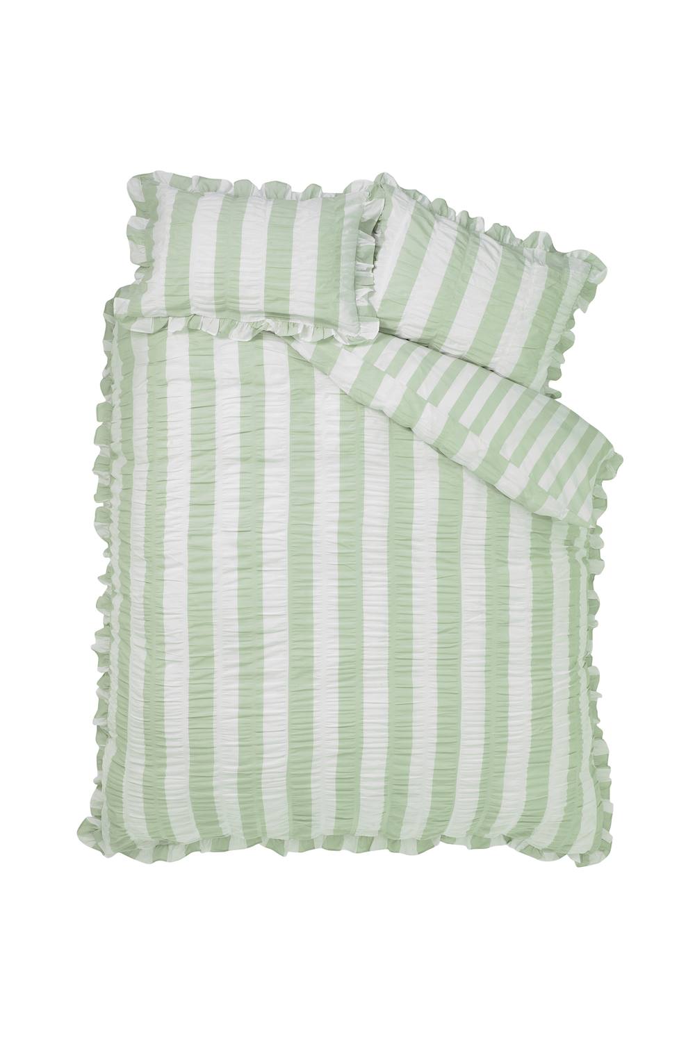 Catherine Lansfield 'Seersucker Frill Stripe' Duvet Cover Set in Green 5