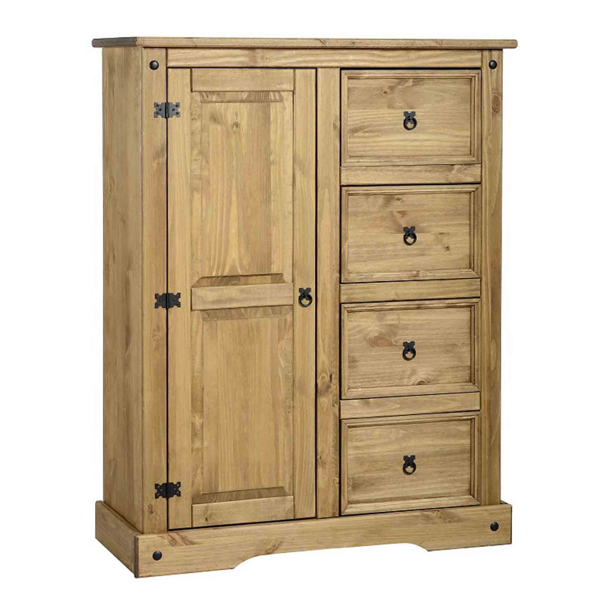 Corona Single 4 Drawer Wardrobe, Pine