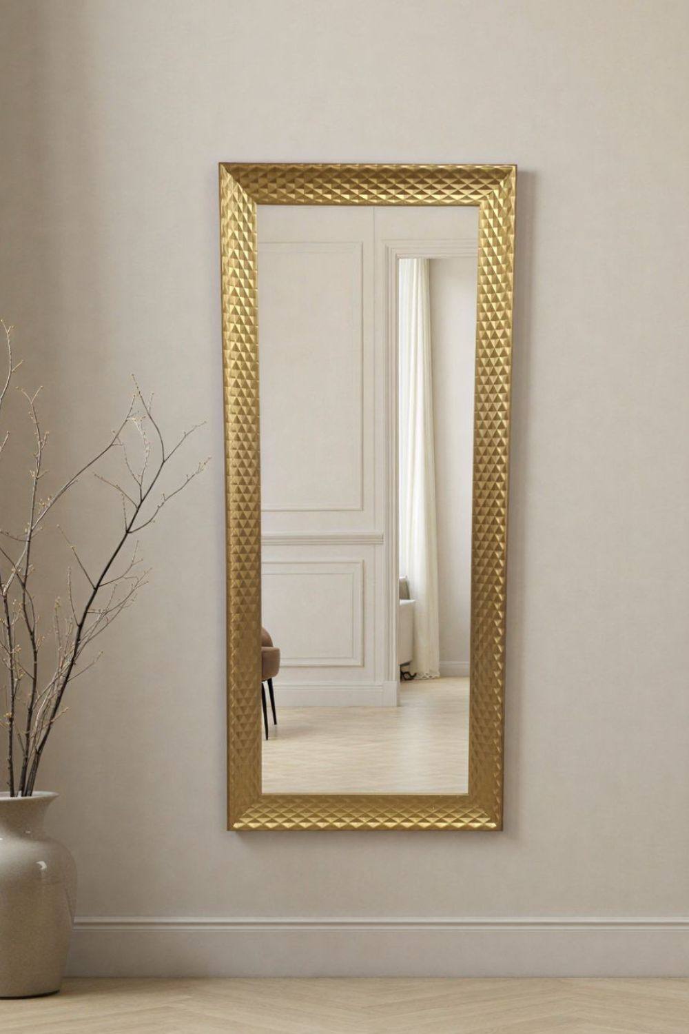 Yearn Mirrors Diamont Tall Framed Gold Bevelled Mirror