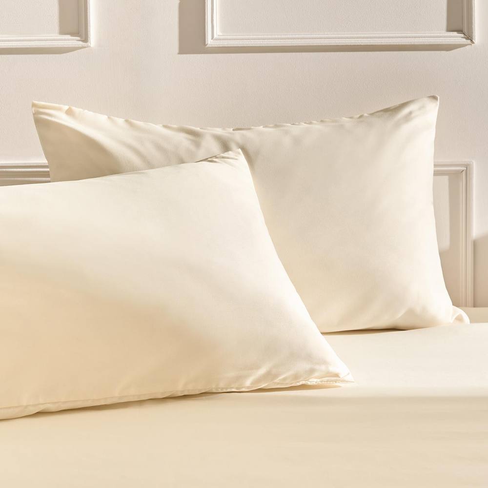 OHS 2 Pack Soft Microfibre Wrinkle Resistant Housewife Pillowcases in Ivory