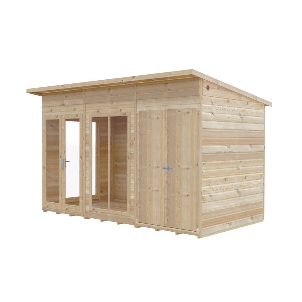 Shires Lela 12x6 Summerhouse including Storage - L185.8 x W357 x H228.4 cm in Light Brown 2