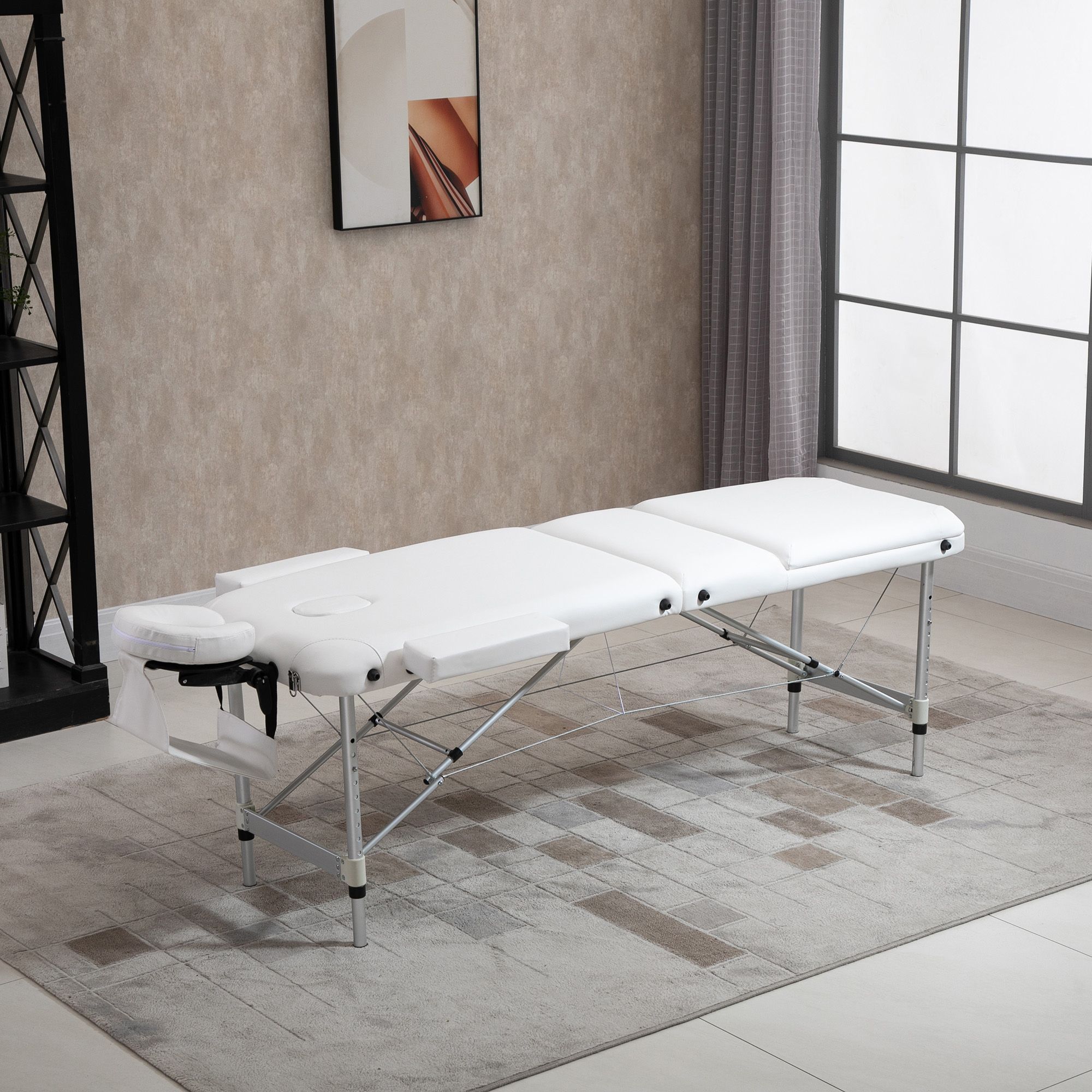 HOMCOM Portable Massage Table Beauty Therapy Couch Bed Spa Aluminum in White