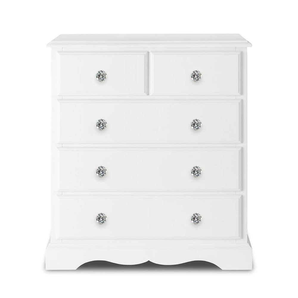 Statement Furniture Romance 2 Over 3 Chest of Drawers with Crystal Handles in Cool White