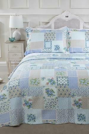Emma Barclay Cotswold Pathwork Bedspread in Blue