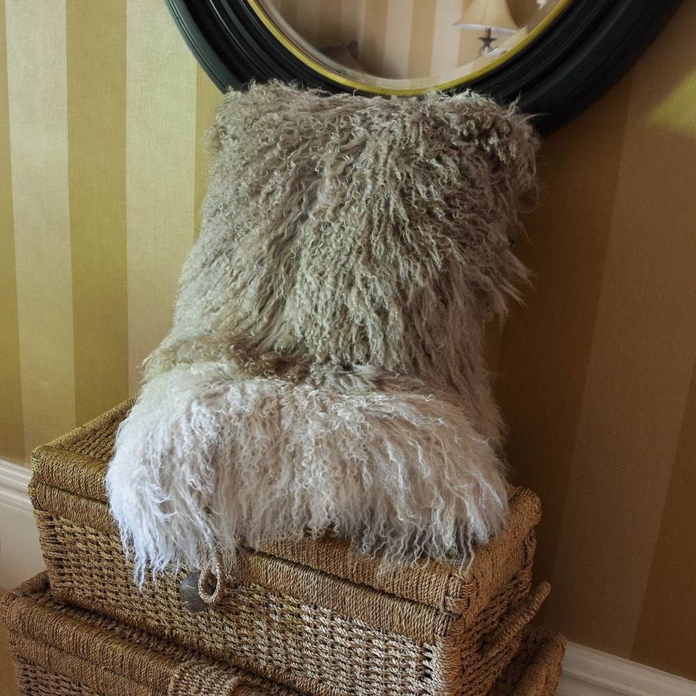Madison & Mayfair Elegant Taupe Square Cushion - Fleece & Suede Comfort