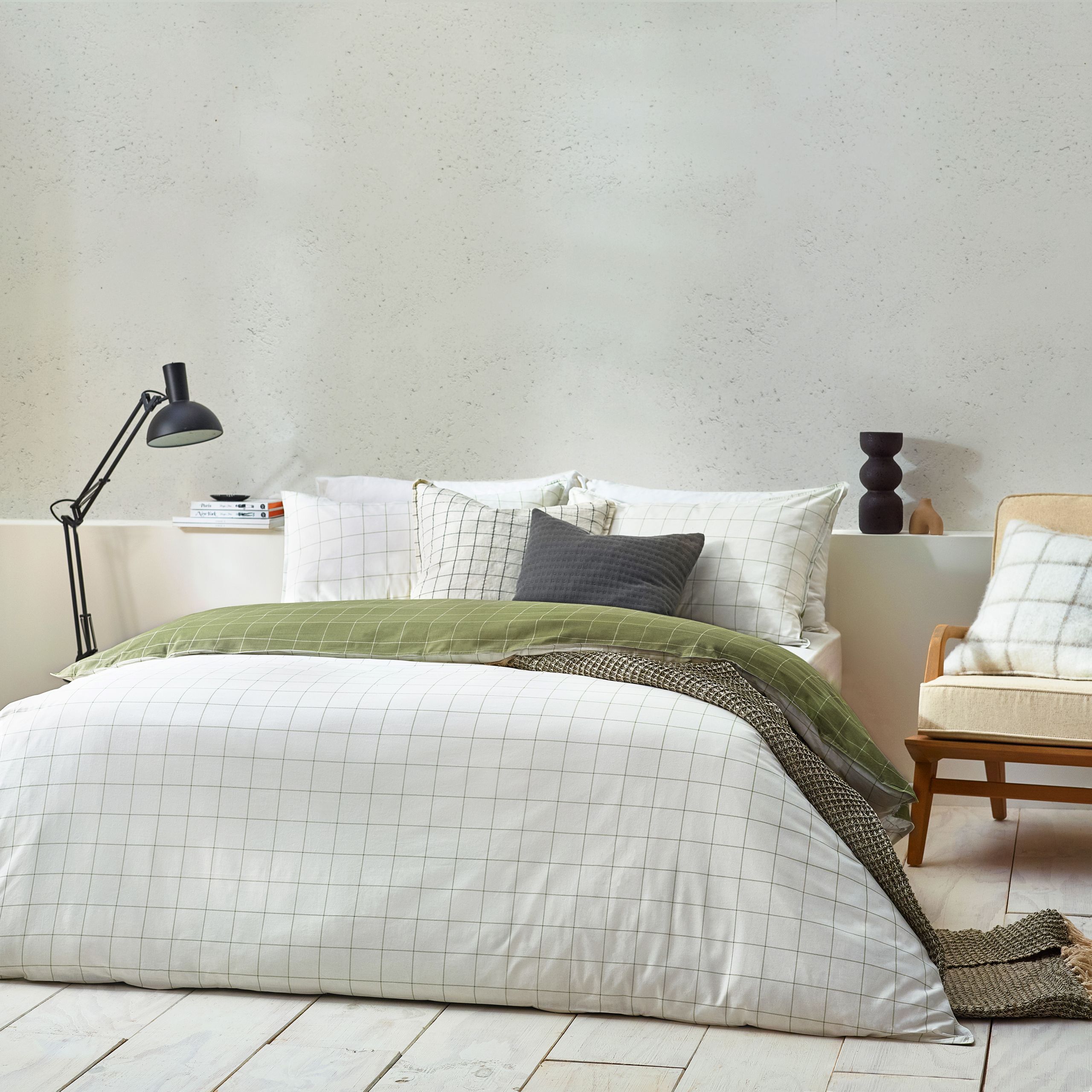 Yard Howarth Check Reversible Duvet Cover Set in Green