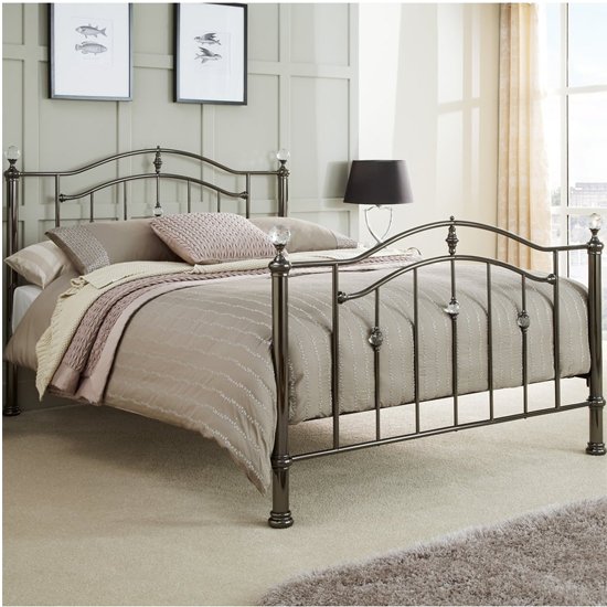 Ashley Metal Super King Size Bed In Black Nickel