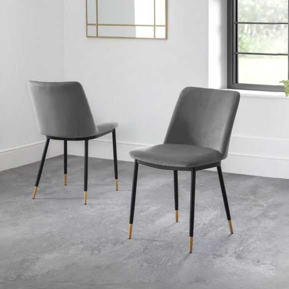 Delaunay Set of 2 Dining Chairs, Velvet