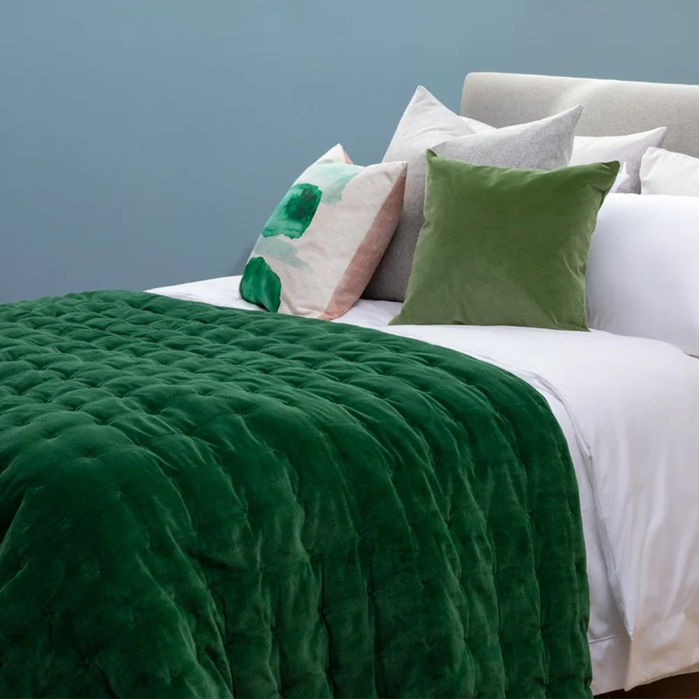 Heal's Velvet Quilt Emerald Green 140 x 200cm 4