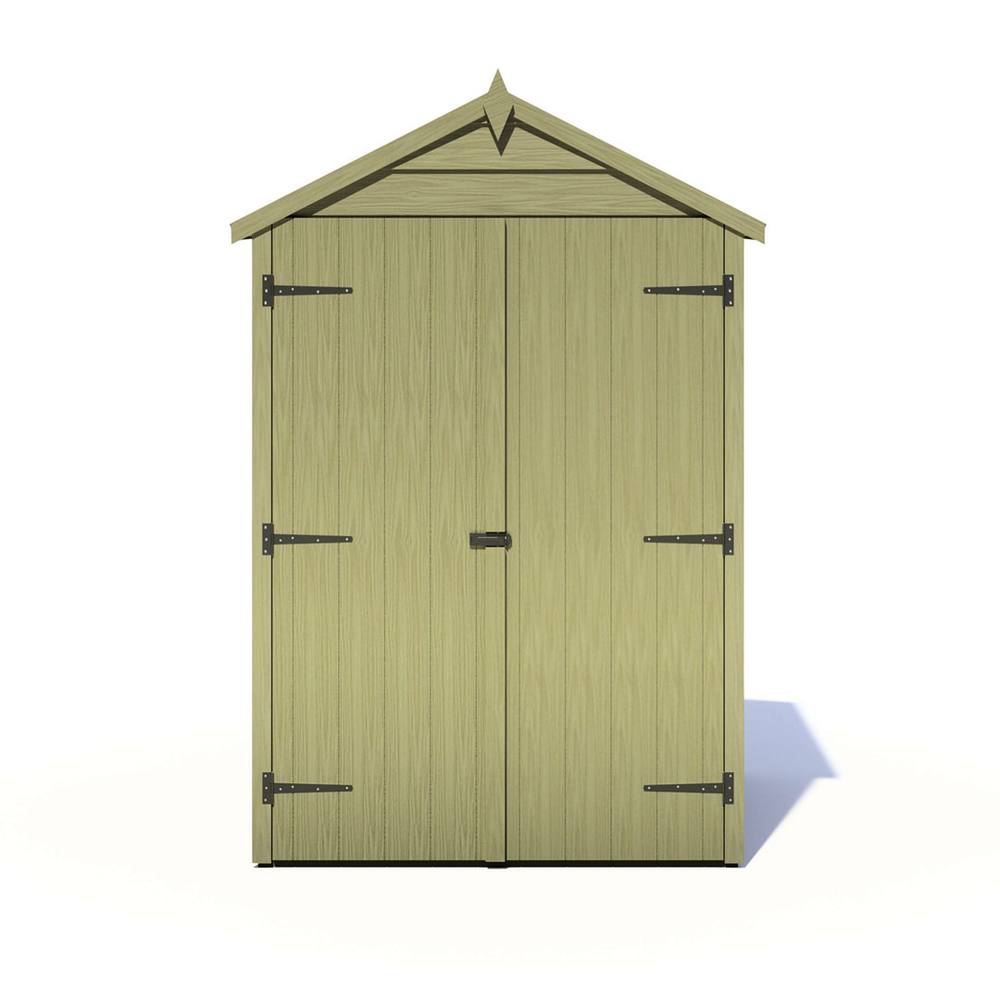 Shires Overlap 4 x 3 Feet Pressure Treated Apex Shed Double Door in Light Green
