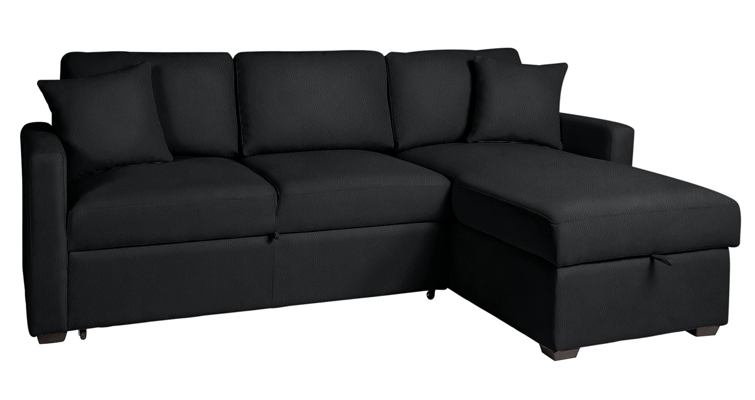 Habitat Reagan Right Corner Faux Leather Sofa Bed - Black