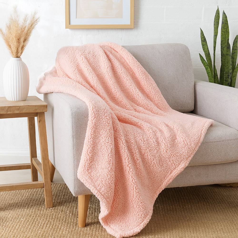 Voltico Super Soft Cuddle Throw 130 x 180cm - Soft Sofa & Bed Blanket in Baby Pink