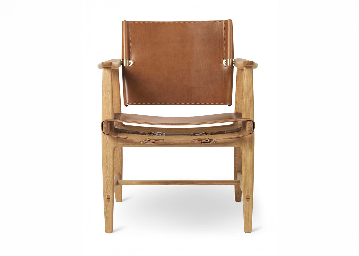 Carl Hansen & Son BM1106 Huntsman Chair Oiled Oak Cognac Leather with Brass
