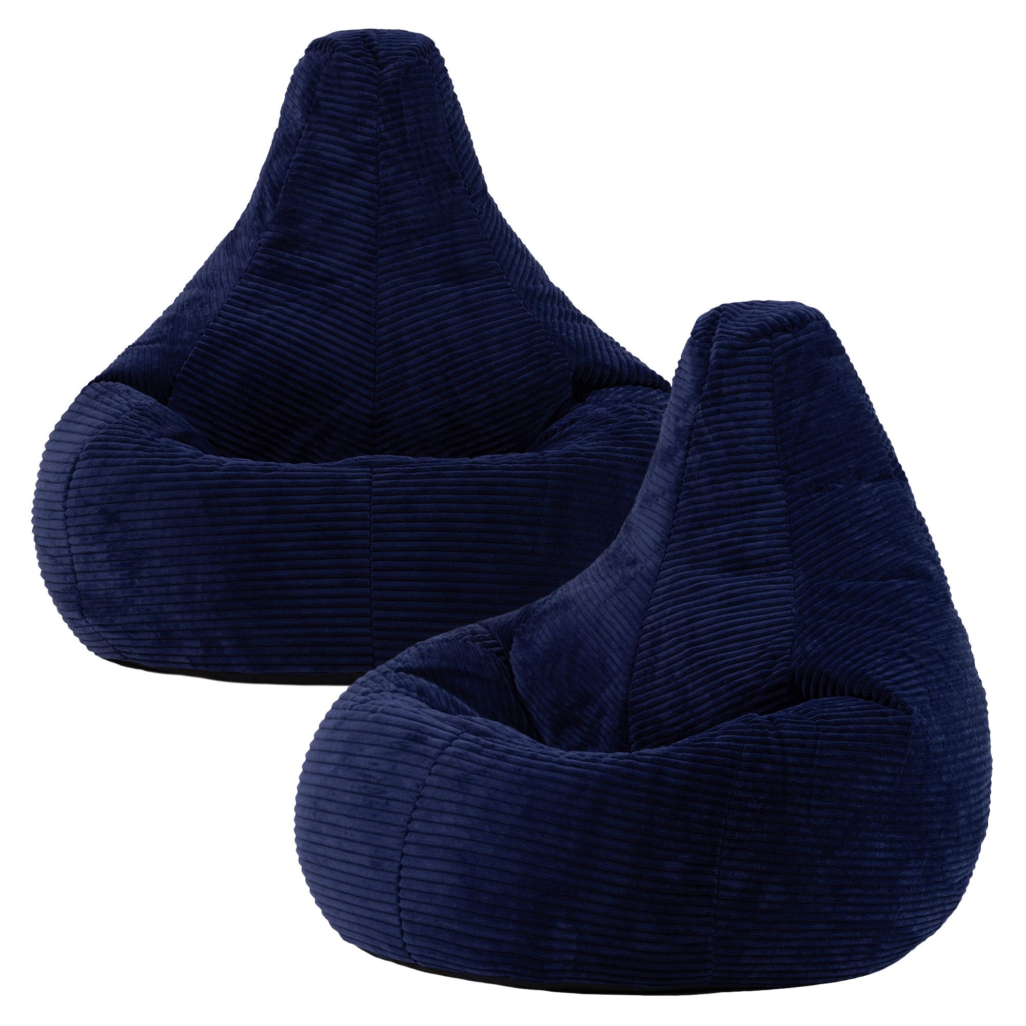 icon Dalton Cord Adult Bean Bag Chair, Set of 2 in Navy