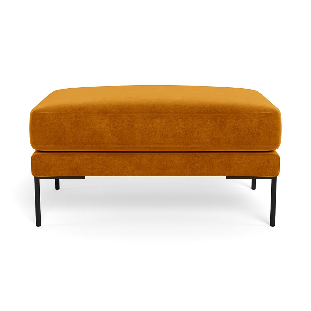Heal's Torrington Ottoman Smart Luxe Velvet Cognac Black Feet 1