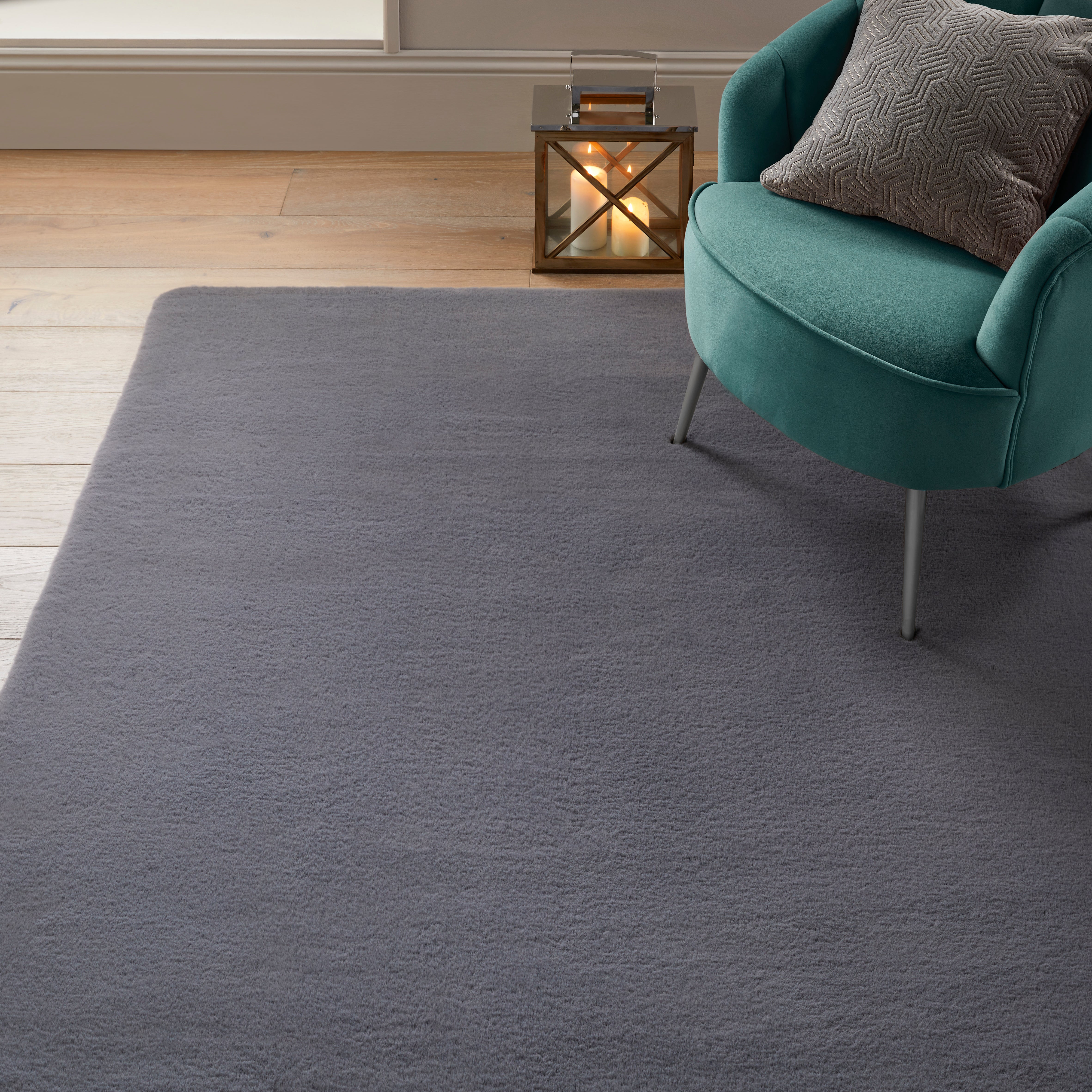 Faux Fur Supersoft Lush Rug Dark Grey