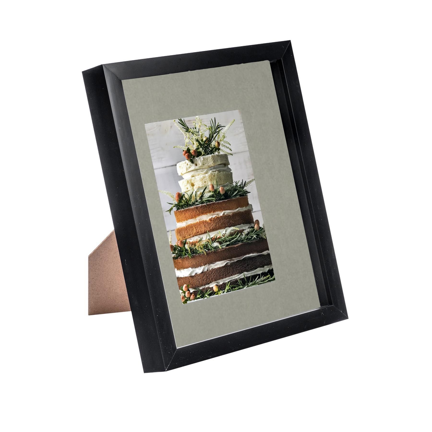 Nicola Spring 3D Box Photo Frame - 8 x 10" with 4 x 6" Mount - Black Mount