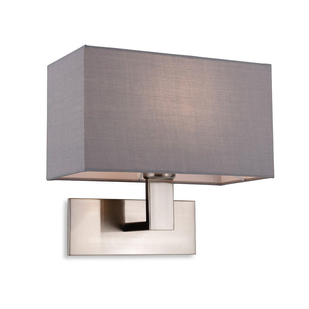 Netlighting Raffles Wall Lamp Brushed Steel with Rectangle Grey Shade