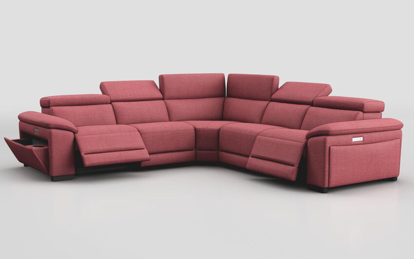 Pink Fabric Mesola 3 Corner 3 Power Sofa with Power & Manual Head Tilt
