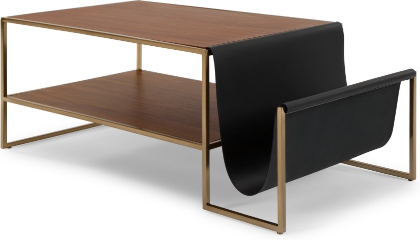 Finn Coffee Table, Leather and Walnut