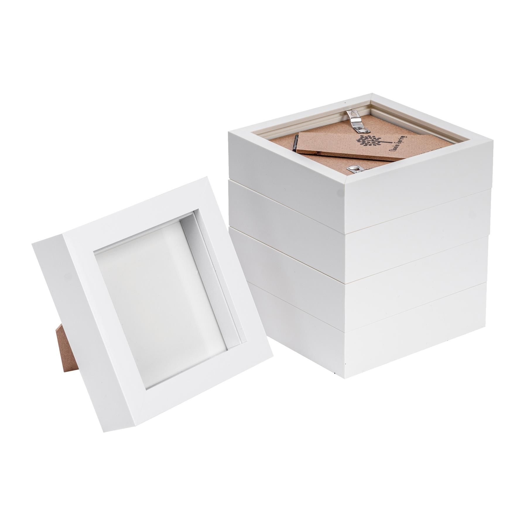 Nicola Spring 3D Box Photo Frames - 4" x 4" - White - Pack of 5