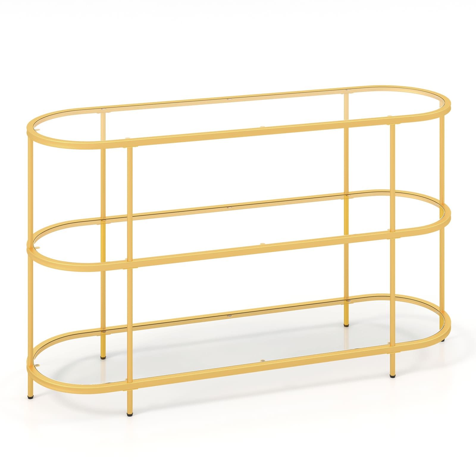 Costway 3-Tier TV Stand for TVs up to 65" 140cm TV Console Table in Gold