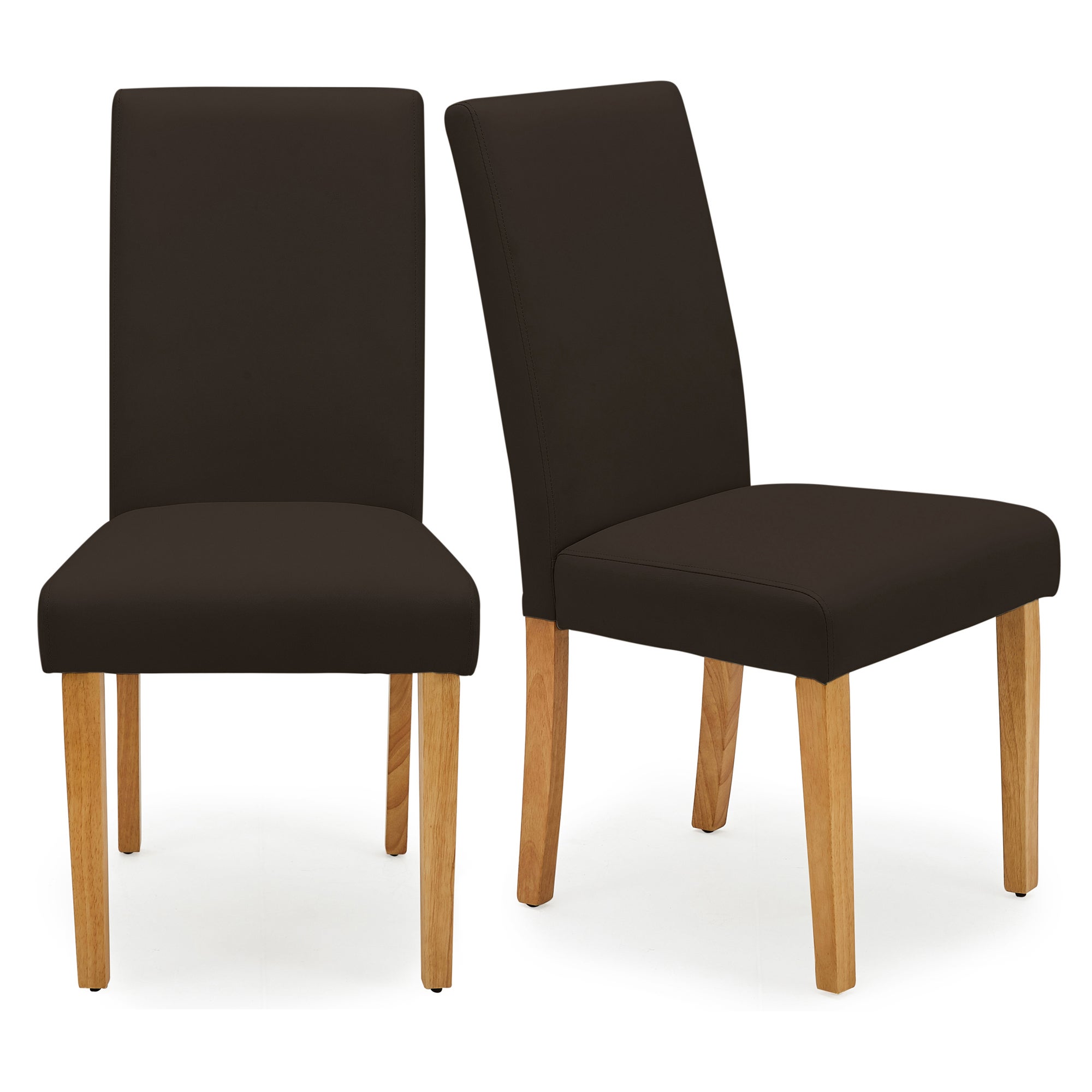 Hugo Set of 2 Dining Chairs Chocolate PU Leather Brown