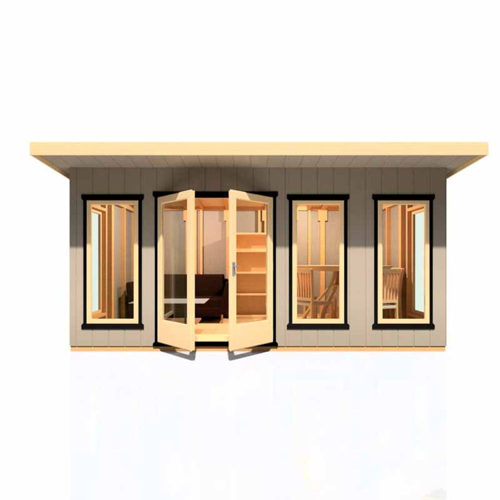 Shires Cali 16x8 ft Pent & Storage Garden Office - L334xW509.4xH246.1 cm in Light Brown 2