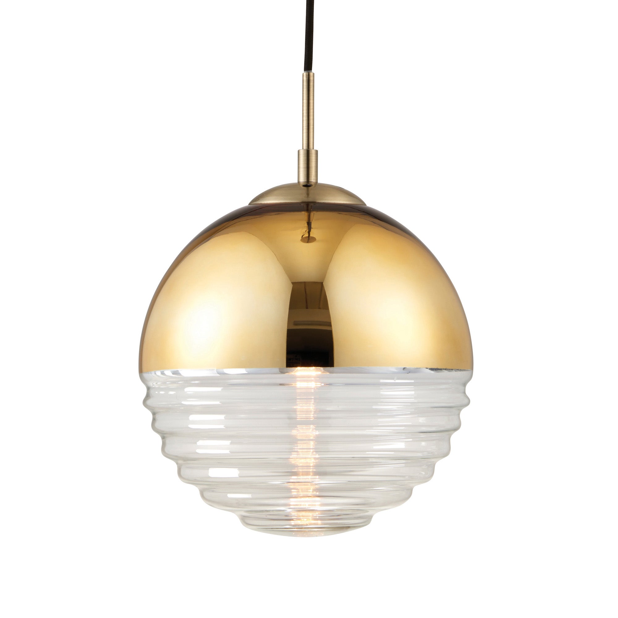 Vogue Paloma Ribbed Glass Ceiling Fitting Gold and White