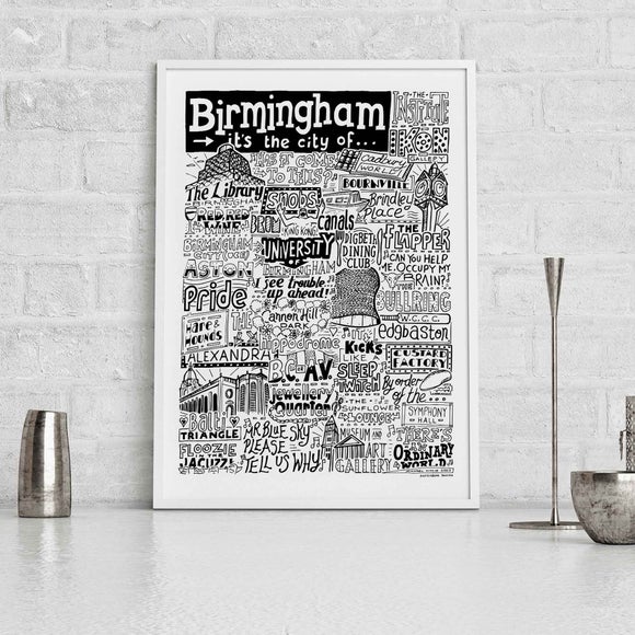 Sketchbook Design Birmingham Landmarks Framed Print