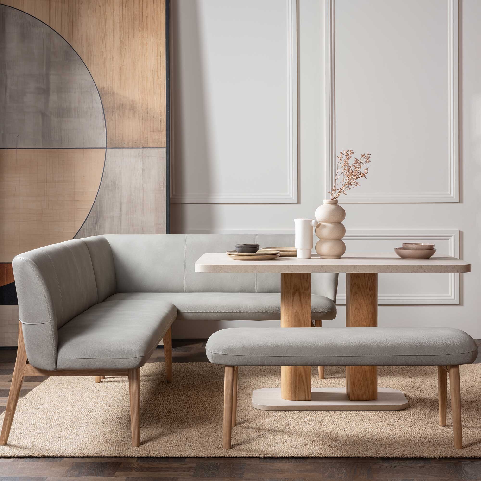 Harbour Dining Corner Group Right, Neutral Stone Effect | Barker & Stonehouse