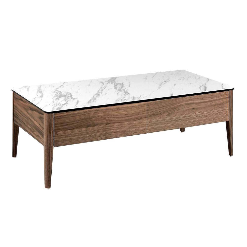Angel Cerda Porcelain Marble Top Rectangular Coffee Table in Brown