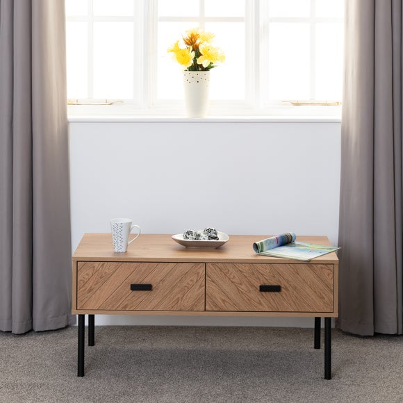 Leon 2 Drawer Coffee Table, Oak Effect