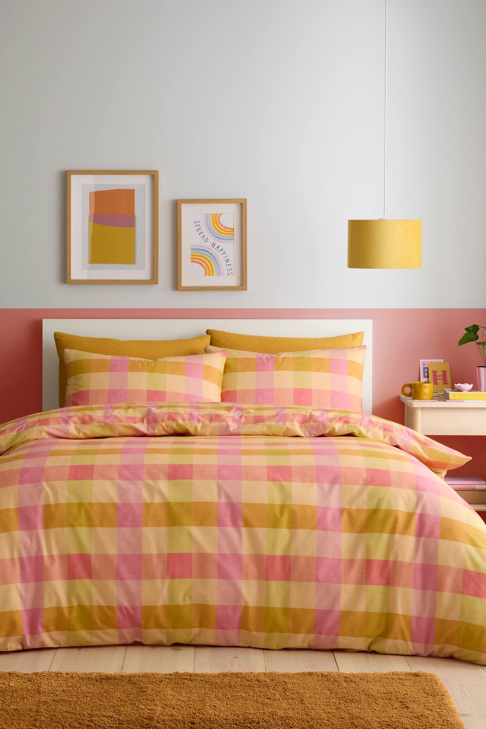 Fusion 'Block Check' Easy Care Duvet Cover Set in Orange