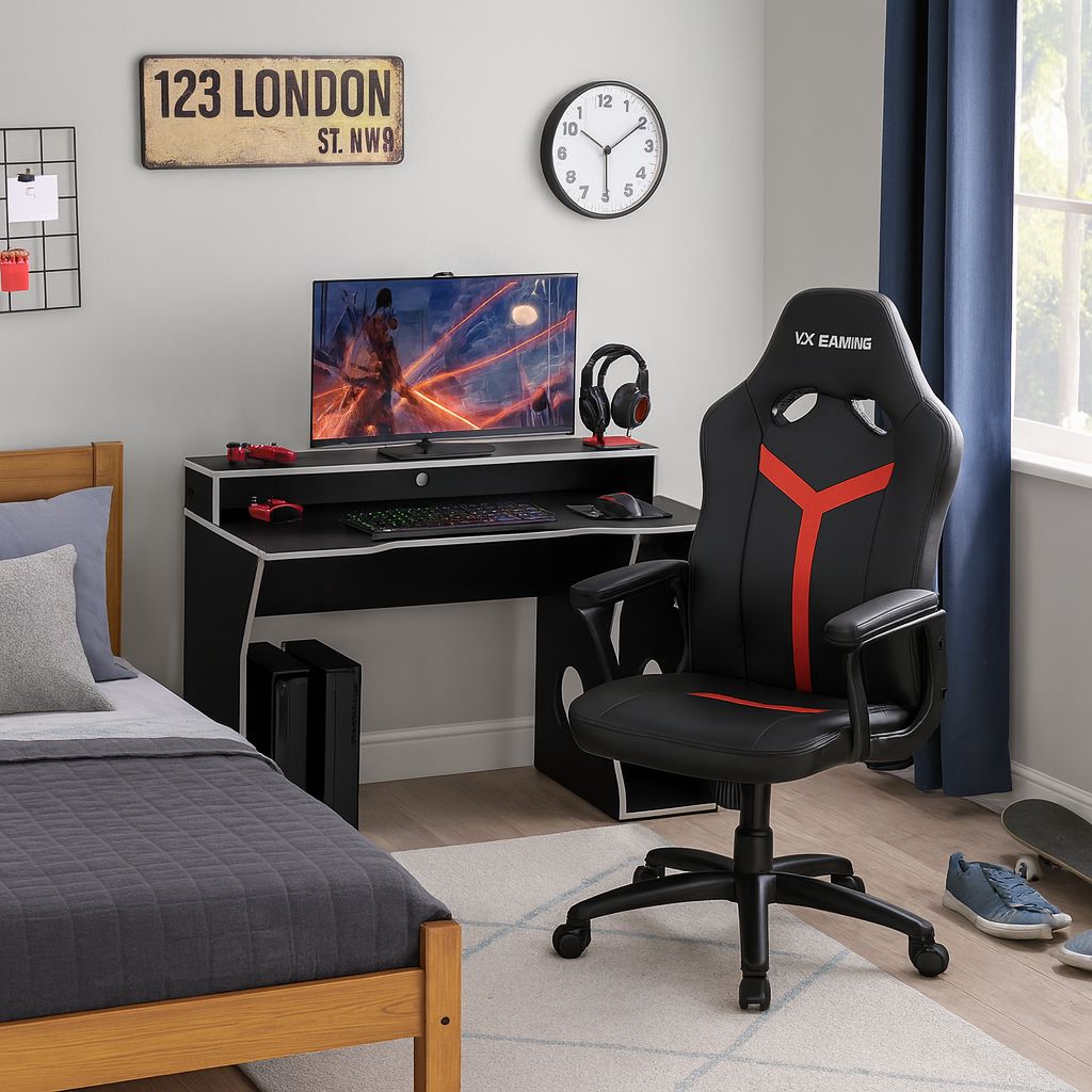 Birlea Enzo Gaming Computer Desk in Silver