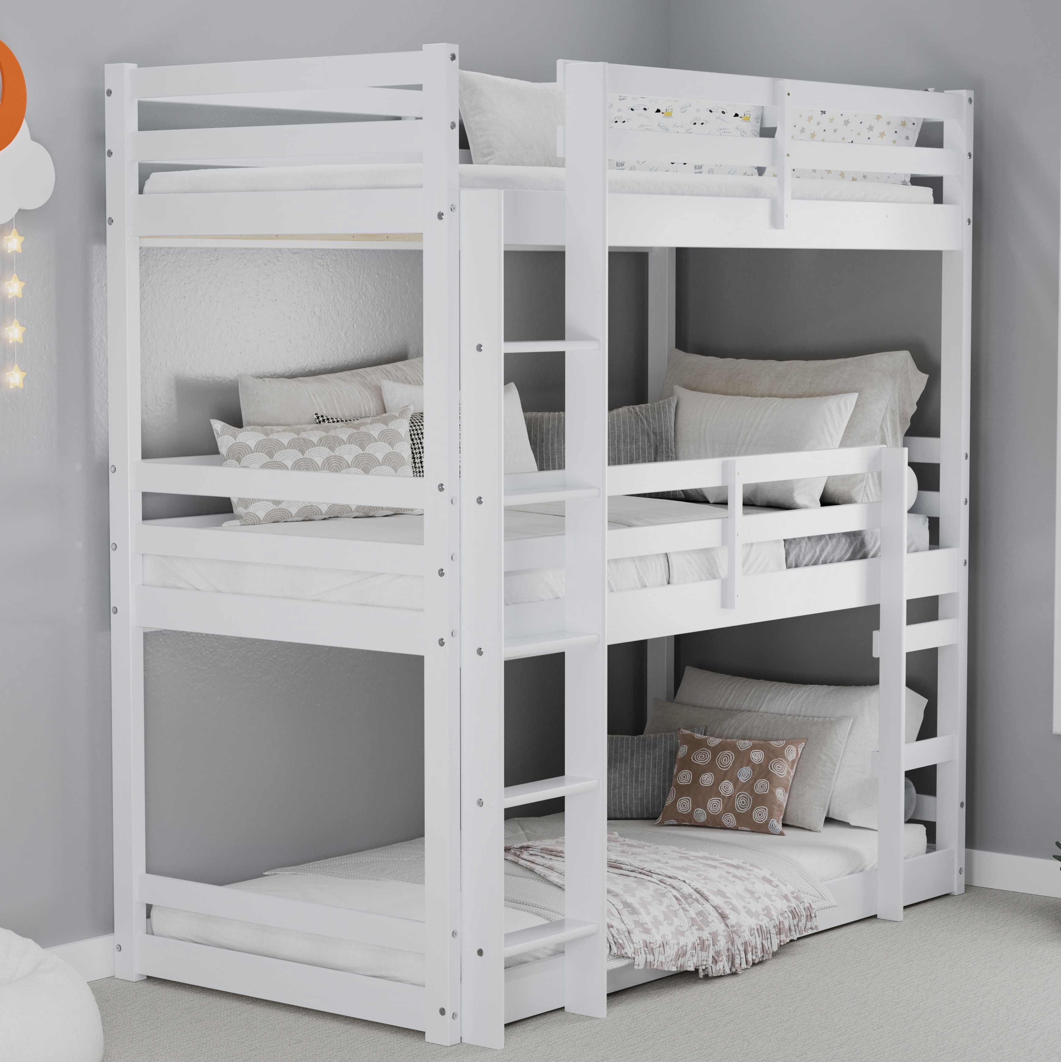 Birlea Solid Wood Triple Bunk Bed Frame Tressa 3 sleeper in White