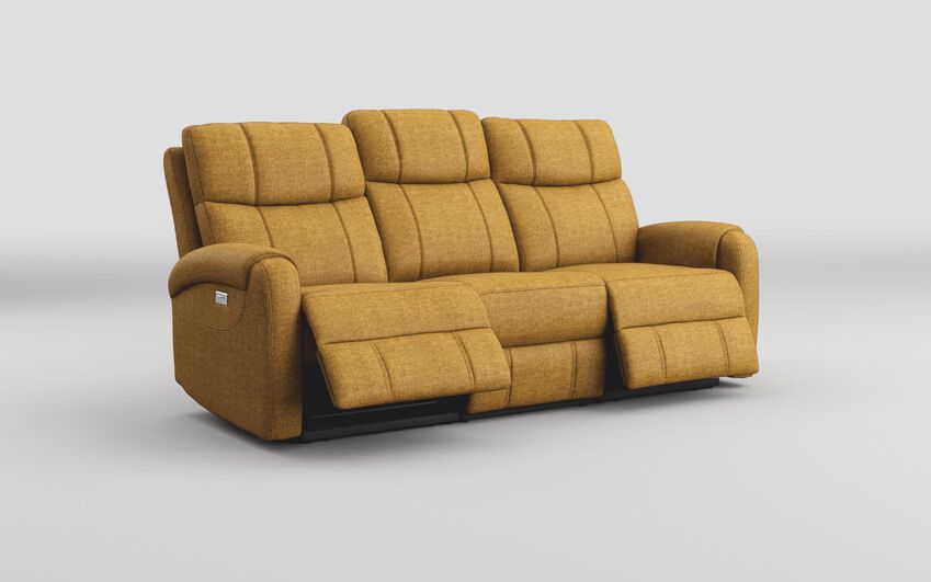 Yellow Fabric Calisese 3 Seater Power Recliner Sofa