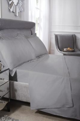 New Edge Blinds Luxor Collection 200 Thread Count Luxury Egyptian Cotton Fitted Sheet in Grey