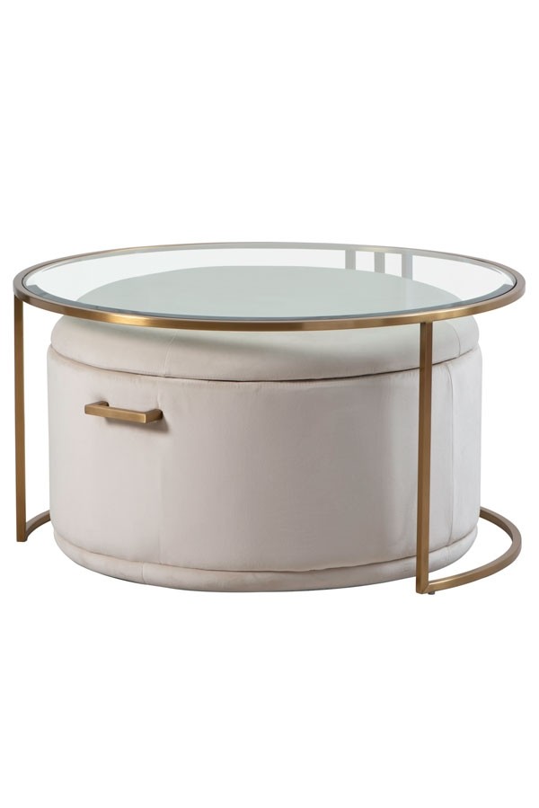 Aria Coffee Table and  Storage Ottoman Chalk - Set