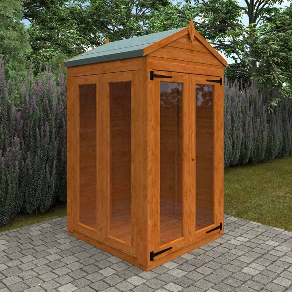 Buttercup Farm 4x4 Flex Apex Full Pane Summerhouse 12mm Flex - L123.8xW115xH219.2 cm in Burnt Orange 2