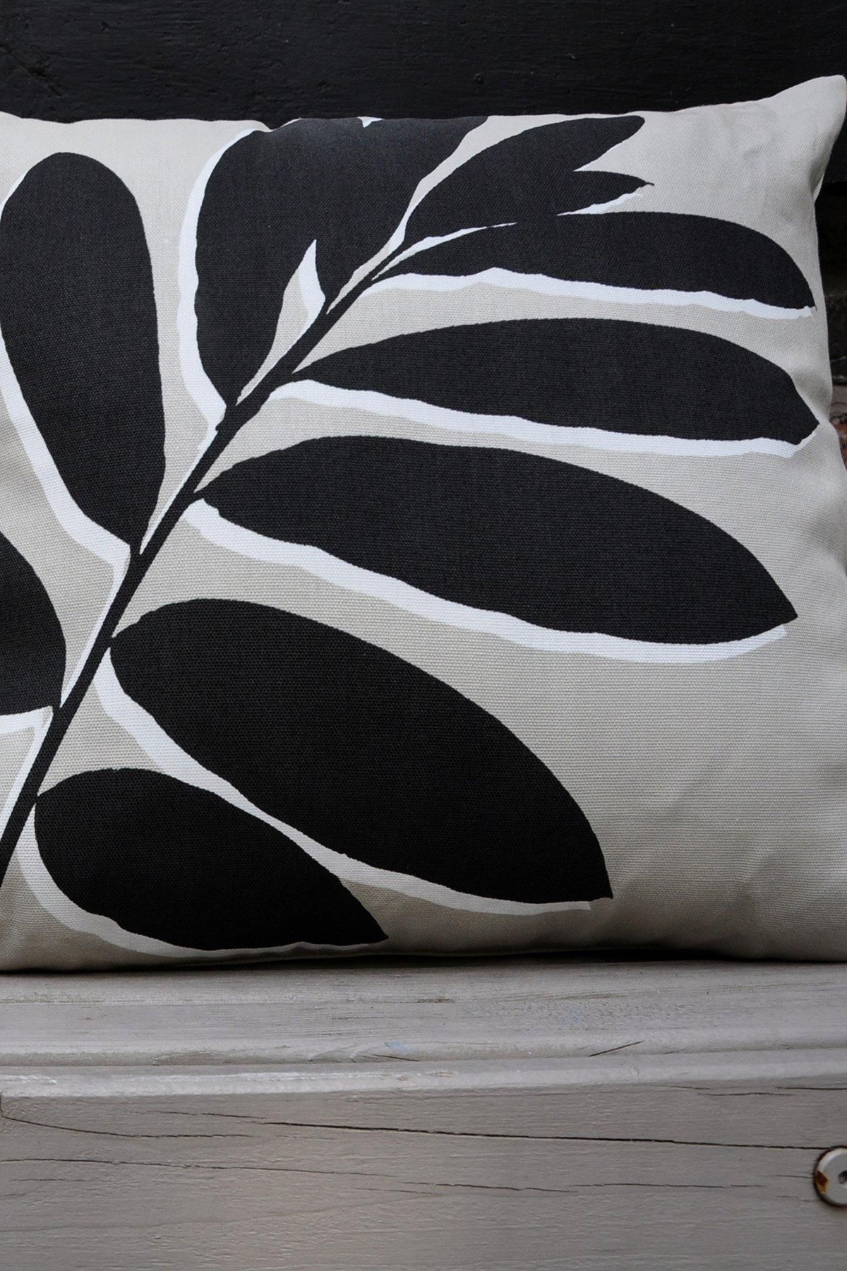 Fusion 'Leaf Print' Water & UV Resistant Filled Cushion in Natural