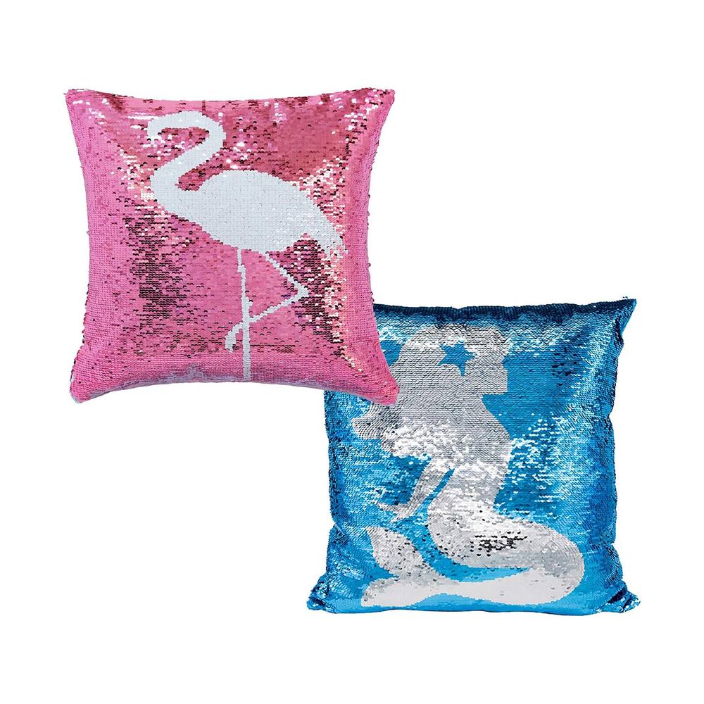 simpa Magic Flip Reveal Sequin Plush Cushions - Mermaid & Flamingo