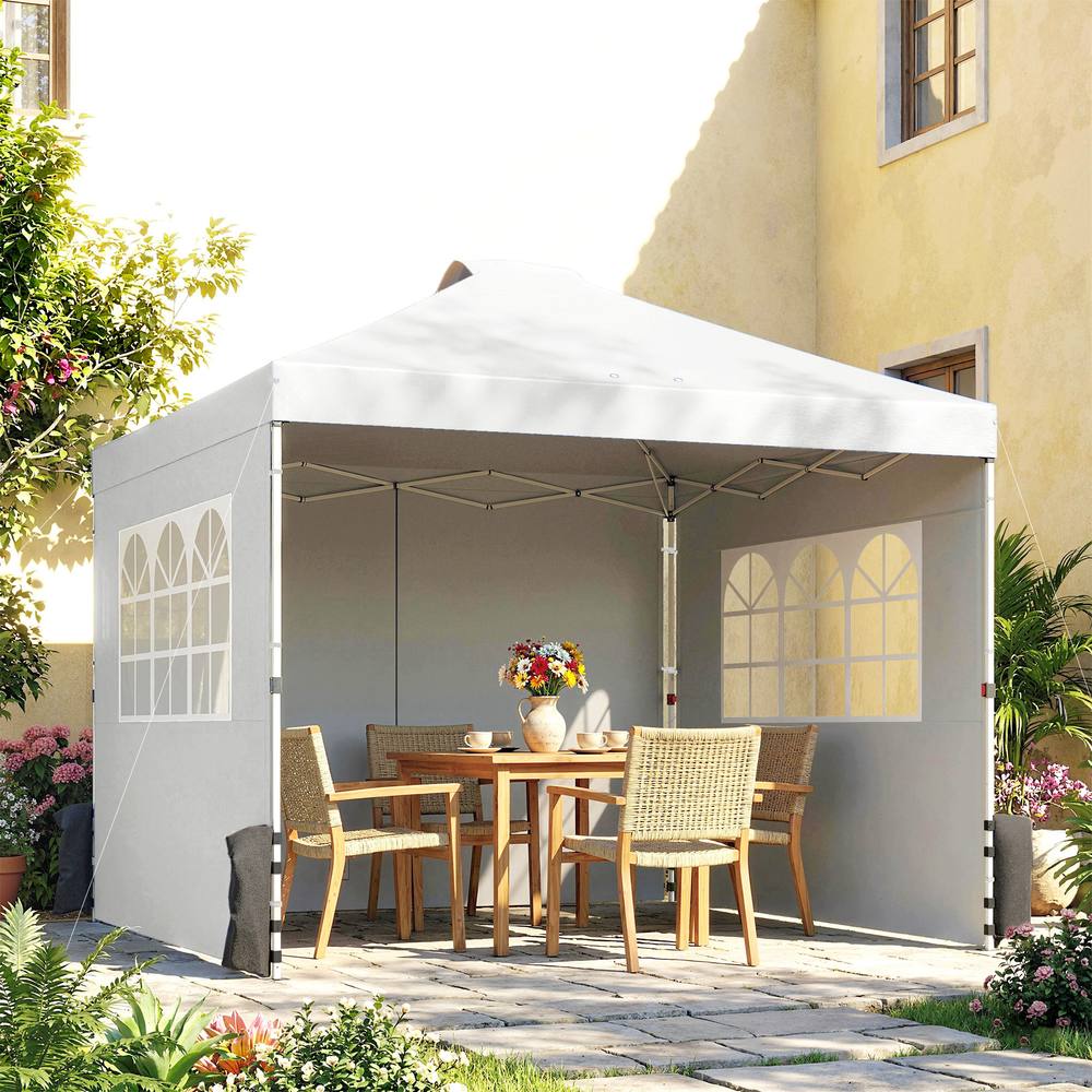OUTSUNNY Pop Up Canopy Waterproof Height Adjustable 3 x 3 (m) in White