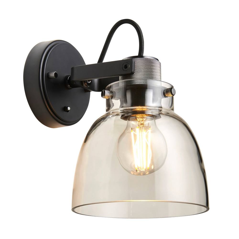 Netlighting Urban Dome Wall Lamp Smokey Grey Tinted Glass & Black Chrome Plate E27