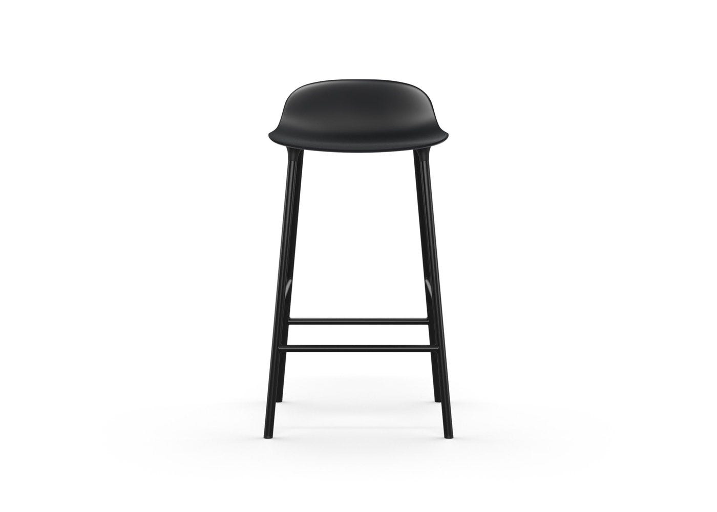 Normann Copenhagen Form Barstool in Black with Black Steel Legs